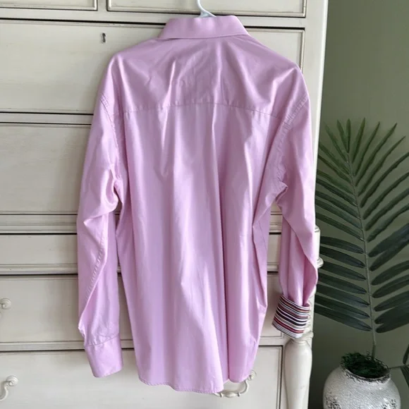 CLAUDIO LUGLI MULTI STRIPE COLLER PINK SHIRT Dress Shirt size XL - Picture 7 of 8